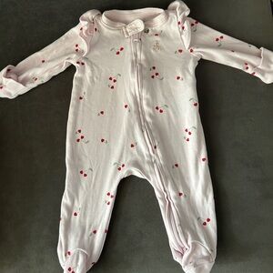 BABY GAP Pink Cherry Print Zipper Footed One-Piece